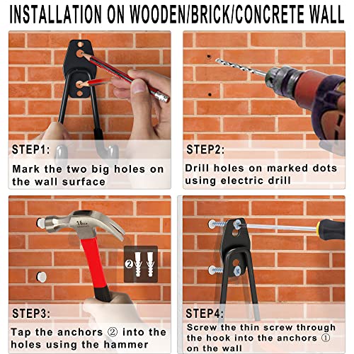 KOFANI Steel Garage Storage Hooks - 16 Pack Anti-Slip Coating, Heavy Duty Wall Mount Hooks for Hanging Bike, Ladder, Garden Tools