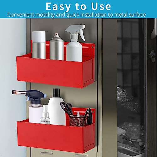 Rechabite Magnetic Aerosol Spray Can Holder, Magnet Toolbox Bottle Holder, Tool Box Storage Rack for Garage and Home, Craft Workspace, Mechanic Paint Bottle Can Organizer, Red, 3"x8.3"