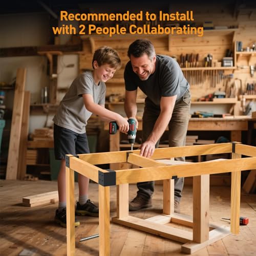 GOOCORREC Heavy Duty Overhead Garage Storage Rack Kit for 2x4 Wood (Actual 1.5"x3.5") - DIY Ceiling Storage System, 500 lbs Capacity, Easy Install, Metal Brackets (No Lumber Included)