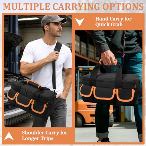WELIDAY Storage Bag for Dewalt Battery, Tool Battery Carrying Case for Dewalt/Milwaukee/Makita 12V/20V/60V Batteries & Chargers with 11 Adjustable Dividers and Shoulder Strap (Bag Only)