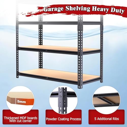 ZEUKMXOO Heavy Duty Garage Shelving,5-Tier Garage Storage Shelves,2400LBS Storage Shelves Heavy Duty,Adjustable 5 Tier Shelving Unit,Heavy Duty Shelving for Garage Storage Warehouse,28''×12''×60''