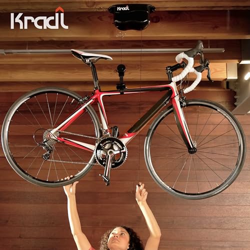 Kradl 2-Pack (40 Pound / 40 Pound). Ceiling Mount Bike Lift and Rack. Bicycle Storage Hoist Without Electricity, Clumsy Ropes or Pulleys.