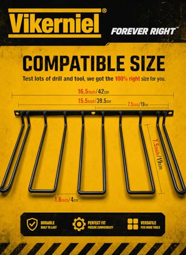 Vikerniel Drill Holder, Power Tool Organizer, Wall Mount 4 Cordless Metal Shelf Holder, Utility Storage Rack for Dewalt Cordless Tools for father day gifts