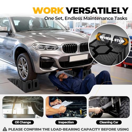 Auto Dynasty Car Ramps for Oil Changes, Low-Profile 2Pcs 2.5 Ton Capacity