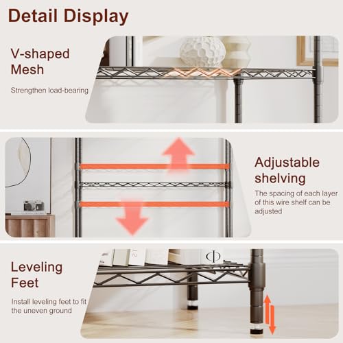 BestOffice | 4-Tier Wire Storage Shelves | 36x14x54 | Black | with Adjustable Racks | Heavy-Duty Metal Shelf, Holds Upto 1000 lbs | No-Tool Assembly | Ideal for Home & Garage Shelving