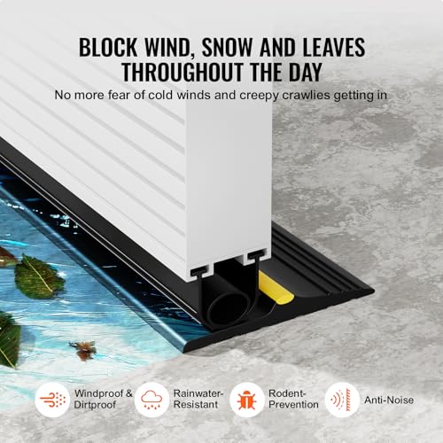 VEVOR Garage Door Threshold and Bottom Seals Kit, 16 FT U Shape+O Ring Universal Garage Door Bottom Seal Weatherstrip PVC, Combine with Weatherproof Garage Threshold Seal Strip with Adhesive, Black