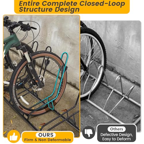 Kingarage 4 Floor Bike Rack, Safeguard Disc Brakes & Derailleurs Design, Waterproof Bicycle Stand Indoor/Outdoor/Garage Use, Fits 12"-29" Tires, Upgraded 0.63" Steel Tubes for Stability