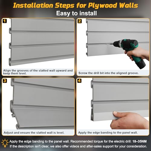Slat Wall Paneling 4'x8' Garage Wall Organizer (2026Upgraded), Heavy-Duty PVC Slatwall Panels Boosts Load by 30%, Grey Slat Board, Slatwall Tool Storage System for Garage & Workshop Tool Organization