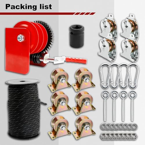Overhead Garage Storage Lift - Heavy Duty Ceiling Mounted Garage Storage Lift System for Organization - 300lbs Weight, Supports 8-16ft Ceilings, Compatible Bronco, Weight, Wrangler (Deck Not Includ)