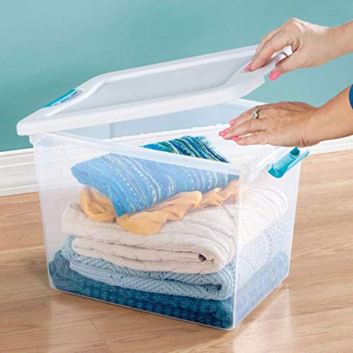 Sterilite 12 Pack 15-Quart & 6 Pack 25-Quart Storage Bins, Stackable Clear Plastic Totes w/ Latch Lids