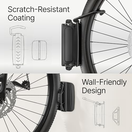 PEGZONE 2 Pack Bike Hooks for Garage, Heavy Duty Swivel Bike Wall Mount, Holds 77 Lbs Bike Wall Hanger, Adjustable Garage Bike Rack for Bedroom Home Office, 2 Pack