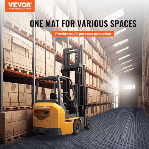 VEVOR Garage Floor Tiles 12 x 12 x 0.53 inch, Interlocking Design Ease of Installation Double-Sided Texture Non-Slip Sturdiness, for Garages, Basements, Repair Shops, Graphite Gray, 50 Pack