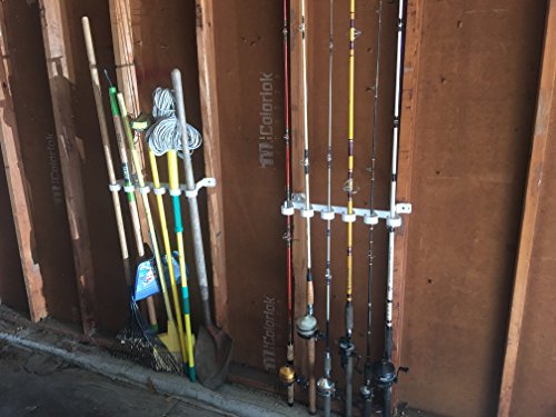 Fourth Wall Solutions Storage Rack for Garage Doors with Hooks for Fishing Rods, Kayak Paddles and More