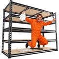 REIBII 48" W Garage Shelving 3080LBS Heavy Duty Storage Shelves 5 Tier Garage Shelves Adjustable Metal Shelving Unit Utility for Basement, Pantry, Warehouse, Commercial, Industrial, 72" H x 24" D
