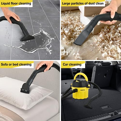 SIPPON Wet/Dry Vacuum Cleaner, 3-in-1 Portable Workshop Vacuum Cleaner, Lightweight 3-Gallon Wet/Dry Vacuum Cleaner, with Blower Function and Wall-Mount Design, Suitable for All Floor Types.(Low)