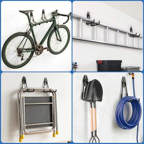 Eptcp Large Garage Hooks Heavy Duty, 4 Pack 7.5 inch Garage Wall Hooks for Hanging Ladder, Kayak, Bike, Chair and Tool
