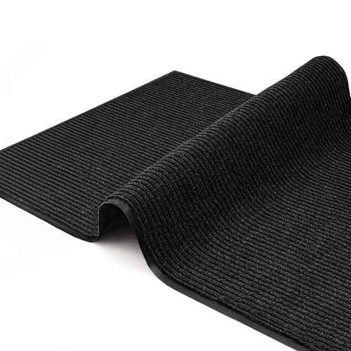 Large Door Mat 3' x 5' Charcoal, Heavy Duty Commercial Floor Mat, Industrial Floor Mat for High Traffic Areas, Or Business Entryway Nonslip Rubber Backing.
