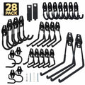 28 Pack Steel Heavy Duty Garage Hooks Storage Hooks with Anti-Slip Coating, Utility Garage Wall Mount Hanger and Organizer for Bikes, Ladder, Rope, Broom, Shovel and Garden Power Tools (28, Black)