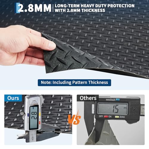 GarveeTech 7.5 x 20 ft Garage Floor Mat, 2.8 mm Thickened Flooring Roll Diamond Plate PVC Rubber Trailer Mat, Non-Slip Floor Protector Mat for Garage, Warehouse, Gyms, Trailer, SUV