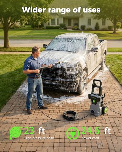 KVAOK Pressure Washer, Power Washers 4800PSI 2.6GPM with 4 Quick Connect Nozzles, High Pressure Washer for Cars, Fences, Patios, Decks, Boats, Home Use