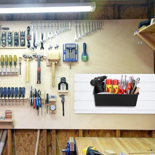 Sumnacon Slatwall Bins 4 Pcs Large Slatwall Organizer for Garage Plastic Slatwall Storage Bins for Storing Garage Accessories Multiple Stackable Slat Wall Tool Organizer for Workshops,Shopping Malls