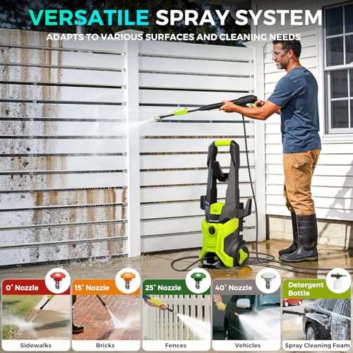 Electric Pressure Washer 5000 PSI 2.5 GPM, Bothlin Portable Power Washer with 4 Quick-Connect Nozzles, Soap Tank & Foam Cannon, High Power Water Pressure Washer for Car, Driveway, Patio, Home Cleaning