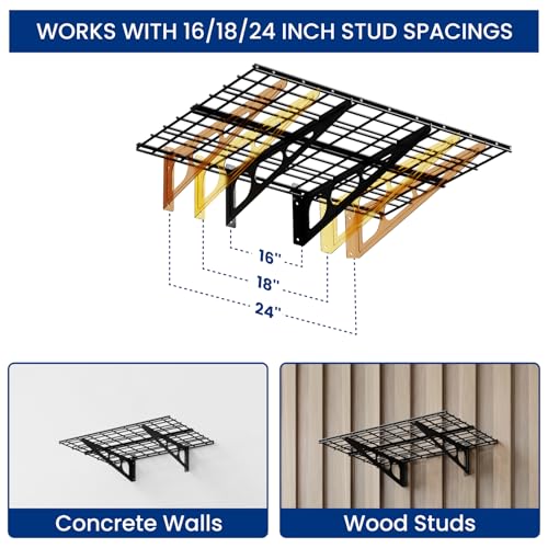 FLEXIMOUNTS 2x3 ft Garage Wall Shelving, Heavy Duty Garage Storage Rack 1-Pack, Holds Up to 200 lbs, Ideal for Organizing and Storing Storage Bins, Black, Classic Series