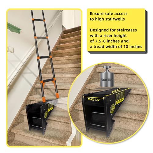 Ladder Leveler, Pitch Hopper, Ladder Stabilizer with Storage, Ladder Levelers for Stairs and Extension Ladders, Easy to Use, Conquer Uneven Ground (Regular Black)