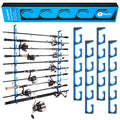 PLUSINNO H5 Horizontal Fishing Rod/Pole Holders for Garage, Wall or Ceiling Mounted Fishing Rod holder, Aviation Aluminum Fishing Pole Holder Holds up to 10 Rod or Combos or Nets Storage Racks