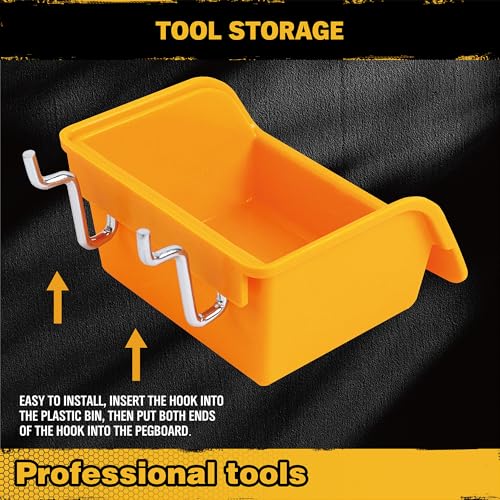 ELEAD Pegboard Bins Organizer Set 24-Pack - Durable Storage Tray for Screws, Nuts, Bolts, Hardware, Crafts, Accessories | Fits Standard Pegboards | 24 Labels for Garage Workshop Craft Room