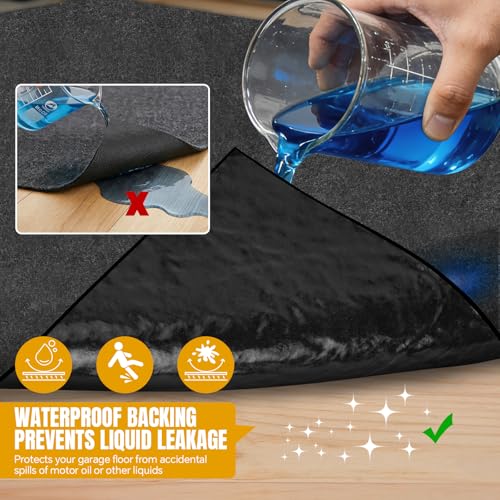 Large Garage Floor Mat 7.5 x 8.6 FT – Heavy Duty Oil Absorbent Parking Mat with Waterproof Non-Slip Backing,Reusable Washable Floor Protector for Garage,Driveway, Workshop & SUV,Velcro Included