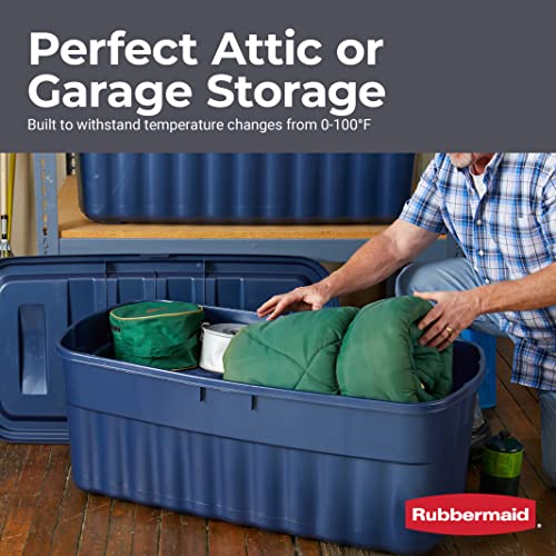 Rubbermaid Roughneck Storage Totes 50 Gal, Large Durable Stackable Storage Containers, Great for Basement, Attic, Garage Storage, and More