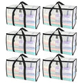 BALEINE 6-Pack Oversized Moving Bags with Reinforced Handles, Heavy-Duty Storage Tote for Clothes, Moving Supplies (Clear, 6-Pack)