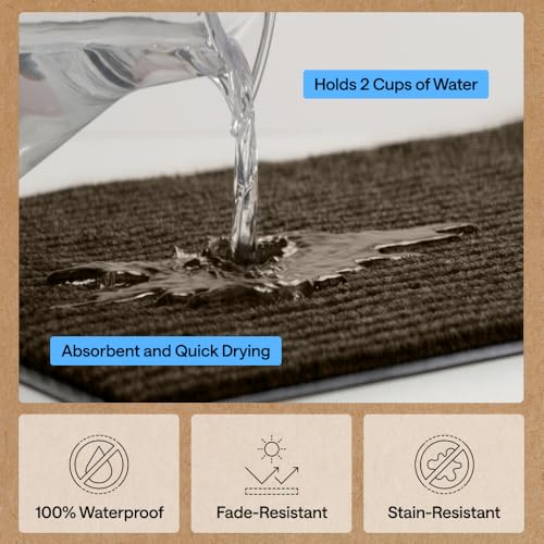 GORILLA GRIP Waterproof Traffic Guard Door Mat, Heavy Duty Entryway Mats, Strong Backing Commercial Utility Rugs for Office Hallway, Garage Floor and Home, Low Profile Carpet Runner, 29x17, Brown