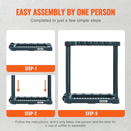 VEVOR Garden Tool Organizer, 10 Slots, Yard Tool Tower Rack for Garage Organization and Storage, Hold Long-Handled Tool/Rake/Broom/Shovel, PP Garden Tool Stand Holder Organizer for Yard, Shed, Outdoor