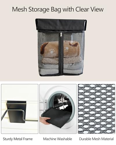 ATOOLA Mesh Storage Basket for Slatwall, Collapsible Slatwall Basket with Zipper, Hanging Slatwall Accessories, 2 Pack