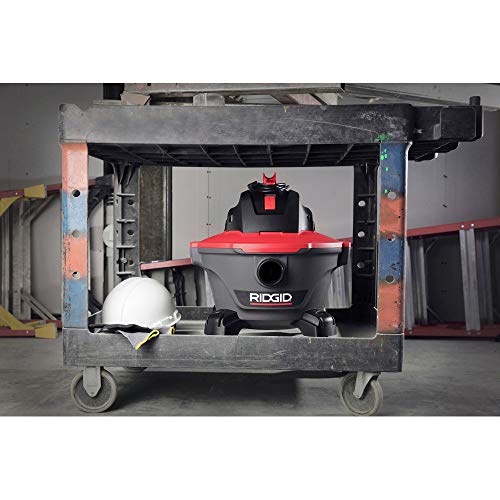 RIDGID 62698 RT0600 NXT 6-Gal. Wet Dry Shop Vacuum with Casters, 4.25 Peak HP Motor, and Pro Locking Hose, Dark Gray and Red