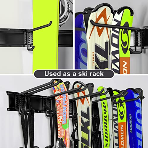 TORACK Garage Storage Organizer Systems, Wall Mount Overhead shelving, 48 inch Heavy Duty Steel Tool Racks, 6-Pack 12'' Double Hooks, 48 inch by 7 inch Floating Shelves, up to 1200Ibs