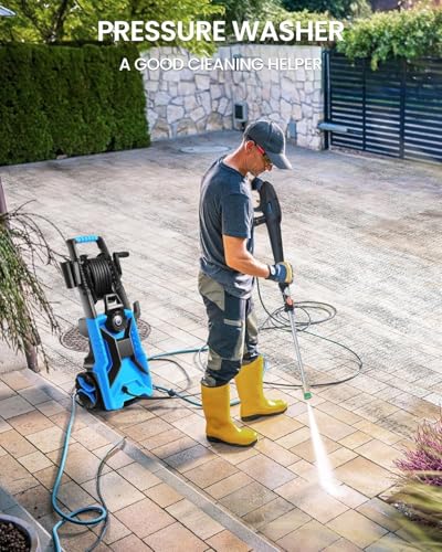 Electric Pressure Washer,5000 PSI Adjustable Pressure,4GPM Power Washer Electric Powered with Foam Cannon,4 Nozzle,33FT Hose and Soap Bottle for Home/Cars/Fences (Blue)