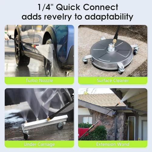 Pressure Cleaner 5000PSI High Power Cleaners with 33ft Pressure Hose, 4 Nozzles and Foam Cannon, for Home, Cars, Fences, Patio (Light Green)
