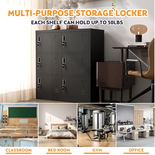 OPTYMIRA Metal Lockers for Employees 6 Doors,Office Storage Locker, Employee Steel Locker Cabinet with Lock,Staff Locker with Keys Storage Cabinet for Gym Home Office School Garage,Assembly Required