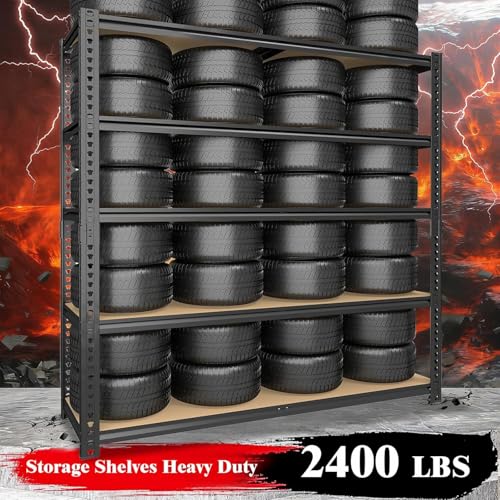 ZEUKMXOO Heavy Duty Garage Shelving,5-Tier Garage Storage Shelves,2400LBS Storage Shelves Heavy Duty,Adjustable 5 Tier Shelving Unit,Heavy Duty Shelving for Garage Storage Warehouse,28''×12''×60''