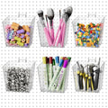 G.CORE Large Pegboard Cups Peg Board Storage Bin 6 Pack with Hooks, Square Box Shape Pegboard Cup Holder Accessories for Garage Workbench/Craft Room/Office/Playroom/Home Kitchen Organization (Clear)