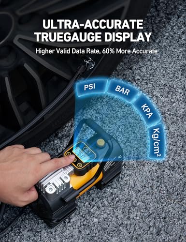 AstroAI Tire Inflator Portable Air Compressor 150 PSI 12V DC Tire Pump with Digital Gauge Auto Shut-Off Fast Inflation, Ultra-Bright 12 LED Emergency Light for Car, Motorcycle, Bike, Ball, Inflatables