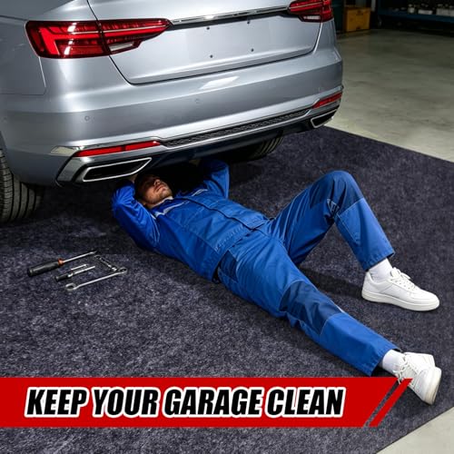 Garage Floor Mat 7.4x17 FT Large Waterproof Oil Spill Mat Non-Slip Backing Paking Mat for Under Car Washable Heavy Duty Floor Protector for Garage, Driveway
