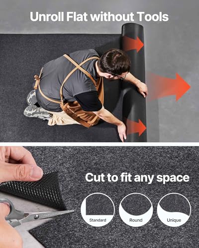 VEVOR Garage Floor Mat, 7.5'x20' Oil Spill Mat Waterproof Protection from Water Snow Rain Mud and Oil for Under Car, Non-Slip Containment Mat with TPE Anti-Leak Backing & Easy Clean & Cuttable