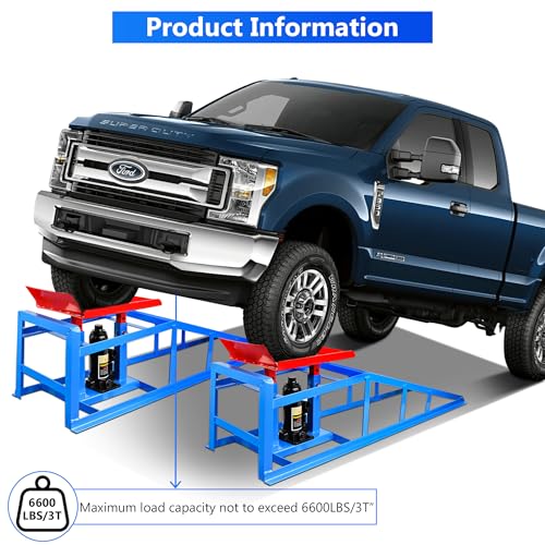 2PCS Hydraulic Car Ramps, 5T 11000lbs Heavy Duty Adjustable Steel Lift Ramps, Hydraulic Vehicle Ramps Lift Ramp for Oil Changes, Car Lifts for Home Garage, Vehicle Auto Garage Repair (Blue)