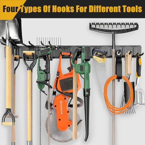 KOFANI Heavy Duty Garage Wall Organizer with 700LB Capacity, 48Inch Garage Tool Organizer Wall Mount and Garden Tool Organizer with Adjustable Tool Rack for Garage Shed Yard Storage