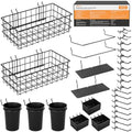 INCLY 30PCS Peg Board Organizer Accessories Kit, Pegboard Hooks Assortment with Bins, Cups, Wire Baskets and Paper Towel Holder for 1/8“ and 1/4” Pegboard Garage Workbench Craft Room Organizing Tools