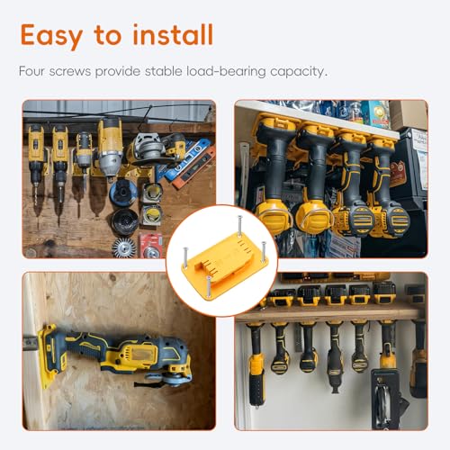 Tool Holders and Battery Mounts Compatible with Dewalt 20V and 60V, Heavy-Duty ABS Wall Organizer Rack with Screws, Drill and Battery Holder Mount for Garage, Workshop, Job Site (20 Pack)